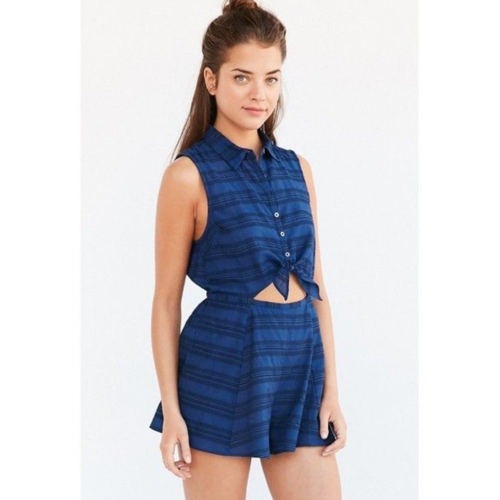 Urban Outfitters Blue Cutout Romper